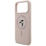 Husa pentru iPhone 17 Pro Max, Karl Lagerfeld Silicone Ring MagSafe (KLHMP17XSCMKCRHP), roz