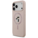Husa pentru iPhone 17 Pro Max, Karl Lagerfeld Silicone Ring MagSafe (KLHMP17XSCMKCRHP), roz