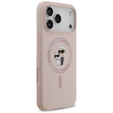 Husa pentru iPhone 17 Pro Max, Karl Lagerfeld Silicone Ring MagSafe (KLHMP17XSCMKCRHP), roz
