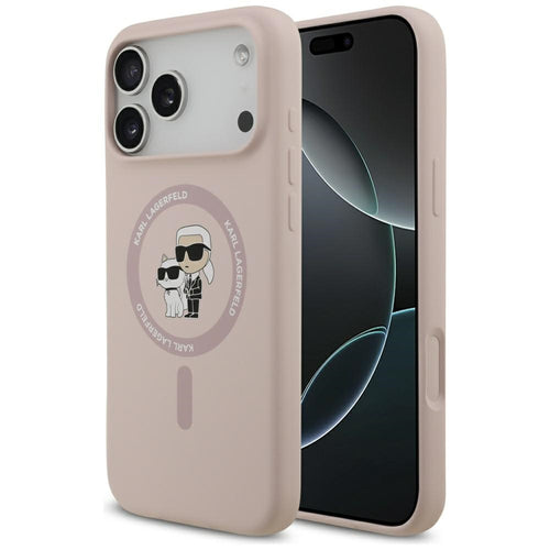 Husa pentru iPhone 17 Pro Max, Karl Lagerfeld Silicone Ring MagSafe (KLHMP17XSCMKCRHP), roz