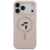 Husa pentru iPhone 17 Pro Max, Karl Lagerfeld Silicone Ring MagSafe (KLHMP17XSCMKCRHP), roz