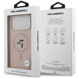 Husa pentru iPhone 17 Pro Max, Karl Lagerfeld Silicone Ring MagSafe (KLHMP17XSCMKCRHP), roz