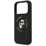 Husa pentru iPhone 17 Pro, Karl Lagerfeld Silicone Ring MagSafe (KLHMP17LSCMKCRHK), negru