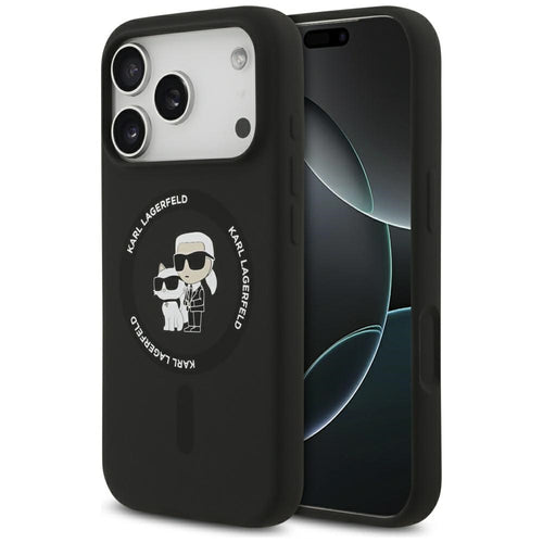 Husa pentru iPhone 17 Pro, Karl Lagerfeld Silicone Ring MagSafe (KLHMP17LSCMKCRHK), negru