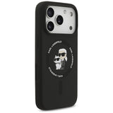 Husa pentru iPhone 17 Pro, Karl Lagerfeld Silicone Ring MagSafe (KLHMP17LSCMKCRHK), negru