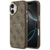 Husa pentru iPhone 17, Guess Hardcase 4G Classic MagSafe (GUHMP17SP4MSEGCW), maro