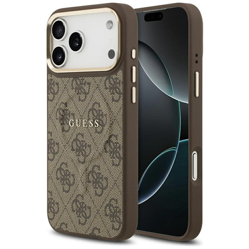 Husa pentru iPhone 17 Pro, Guess Hardcase 4G Classic MagSafe (GUHMP17LP4MSEGCW), maro