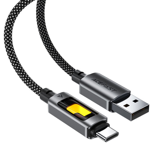 Cablu Acefast de date (C21-04), Incarcare rapida, USB to Type-C, 3A, Colorful Gradient Lighting Effect, Nylon Braid, 1.2m, negru