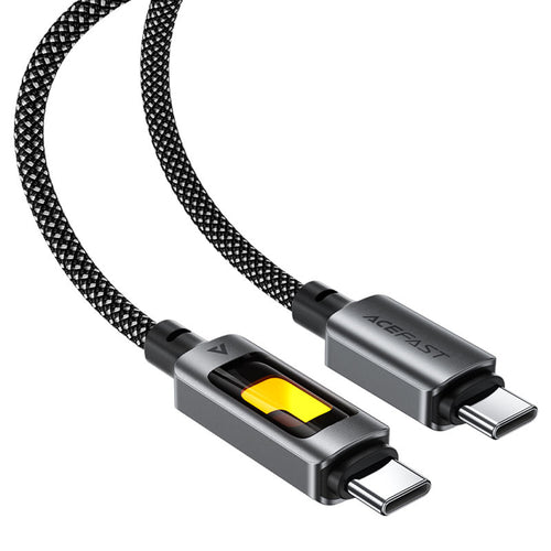 Cablu Acefast de date (C21-03), Incarcare rapida, Type-C to Type-C, 60W, 3A, Colorful Gradient Lighting Effect, 1.2m, negru