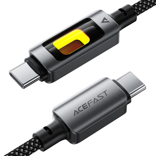 Cablu Acefast de date (C21-03), Incarcare rapida, Type-C to Type-C, 60W, 3A, Colorful Gradient Lighting Effect, 1.2m, negru