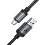 Cablu Acefast de date (C20-04), USB to Type-C, 3A, Incarcare rapida, Bend-Resistant, Nylon Braid, 1.2m, negru