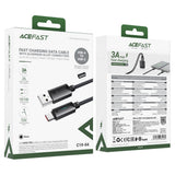 Cablu Acefast de date (C19-04), USB to Type-C, Incarcare rapida, 3A, Bend-Resistant, Nylon Braid, 1.2m, negru