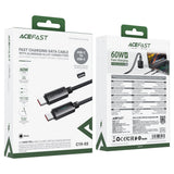 Cablu Acefast de date (C19-03), Type-C to Type-C, Incarcare rapida, 60W, 3A, Bend-Resistant, Nylon Braid, 1.2m, negru
