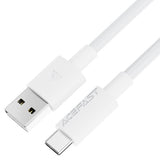 Cablu Acefast de date (C18-04), USB to Type-C, Incarcare rapida, 3A, Bend-Resistant, Nylon Braid, 1.2m, alb