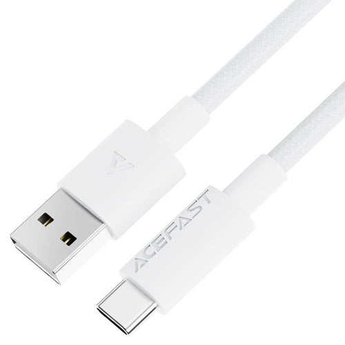 Cablu Acefast de date (C18-04), USB to Type-C, Incarcare rapida, 3A, Bend-Resistant, Nylon Braid, 1.2m, alb