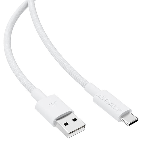 Cablu Acefast de date (C18-04), USB to Type-C, Incarcare rapida, 3A, Bend-Resistant, Nylon Braid, 1.2m, alb