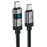 Cablu Acefast de date (C15-03), cu Afisaj digital, Incarcare rapida, Type-C to Type-C, 60W, 3A, Zinc Alloy, 1.2m, negru