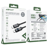 Cablu Acefast de date (C15-03), cu Afisaj digital, Incarcare rapida, Type-C to Type-C, 60W, 3A, Zinc Alloy, 1.2m, negru