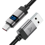 Cablu Acefast de date (C15-04), cu Afisaj digital, Incarcare rapida, USB-A to Type-C, 66W, Zinc Alloy, 1.2m, negru