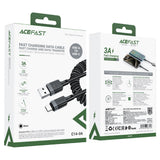 Cablu Acefast de date (C14-04), Incarcare rapida, USB to Type-C, Spring Design, 3A, Bend-Resistant, 1.2m, negru