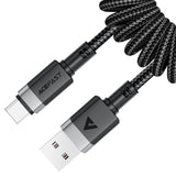 Cablu Acefast de date (C14-04), Incarcare rapida, USB to Type-C, Spring Design, 3A, Bend-Resistant, 1.2m, negru