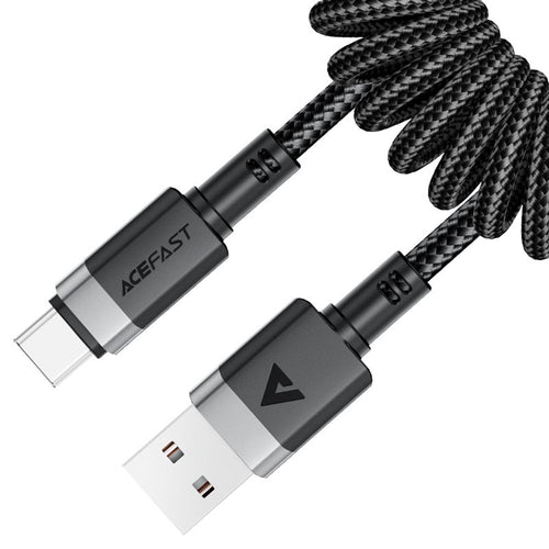 Cablu Acefast de date (C14-04), Incarcare rapida, USB to Type-C, Spring Design, 3A, Bend-Resistant, 1.2m, negru