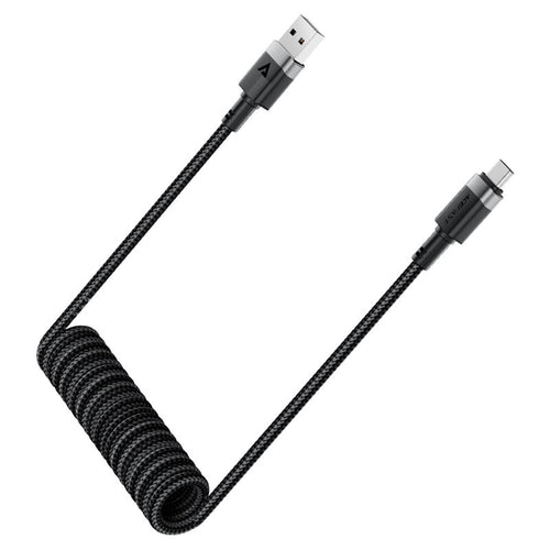 Cablu Acefast de date (C14-04), Incarcare rapida, USB to Type-C, Spring Design, 3A, Bend-Resistant, 1.2m, negru