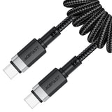Cablu Acefast de date (C14-03), Incarcare rapida, Type-C to Type-C, Spring Design, 60W, 3A, Bend-Resistant, 1.2m, negru