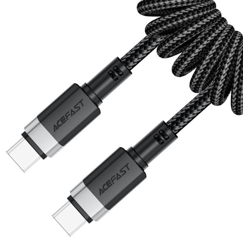 Cablu Acefast de date (C14-03), Incarcare rapida, Type-C to Type-C, Spring Design, 60W, 3A, Bend-Resistant, 1.2m, negru
