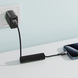 Cablu Acefast de date (C14-03), Incarcare rapida, Type-C to Type-C, Spring Design, 60W, 3A, Bend-Resistant, 1.2m, negru