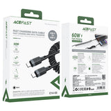 Cablu Acefast de date (C14-03), Incarcare rapida, Type-C to Type-C, Spring Design, 60W, 3A, Bend-Resistant, 1.2m, negru
