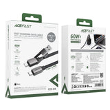 Cablu Acefast de date (C13-04), Incarcare rapida, Type-C to USB, Type-C, 60W, 3A, Bend-Resistant, Zinc Alloy, 1.2m, negru