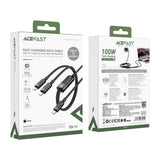 Cablu Acefast de date (C5-11), Incarcare rapida, USB-C to 2x Type-C, 2in1, 100W, 20V/5A, 480Mb/s, 1.2m, negru