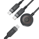 Cablu Acefast de date (C6-11), Incarcare rapida, 2x Type-C, Incarcator wireless to USB-C, 3in1, 100W, 5A, 5W, 480Mb/s, 1.2m, negru