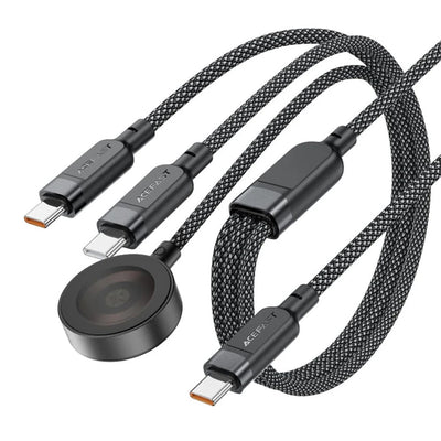 Cablu Acefast de date (C6-11), Incarcare rapida, 2x Type-C, Incarcator wireless to USB-C, 3in1, 100W, 5A, 5W, 480Mb/s, 1.2m, negru