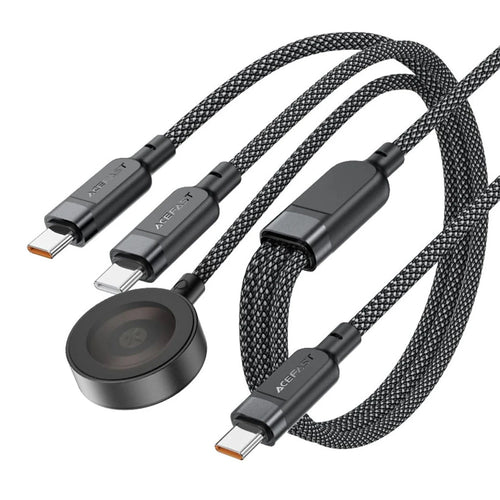 Cablu Acefast de date (C6-11), Incarcare rapida, 2x Type-C, Incarcator wireless to USB-C, 3in1, 100W, 5A, 5W, 480Mb/s, 1.2m, negru