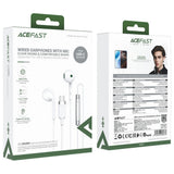Acefast Casti cu Fir (L7), Type-C, Semi-In-Ear, cu HD Microfon, Flexibil, 1.2m, Alb