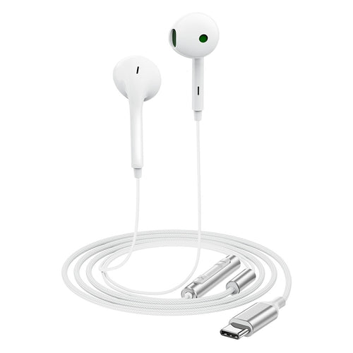 Acefast Casti cu Fir (L7), Type-C, Semi-In-Ear, cu HD Microfon, Flexibil, 1.2m, Alb