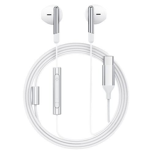 Casti cu Fir Acefast (L3), Type-C, Semi-In-Ear, cu Microfon, Anti-Winding, Flexibil, 1.2m, Alb