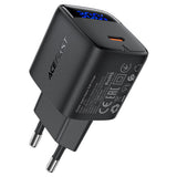Incarcator retea Acefast (A115), cu Afisaj digital, Incarcare rapida, GaN, Type-C, PD30W, negru