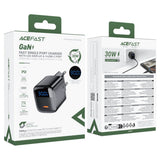 Incarcator retea Acefast (A115), cu Afisaj digital, Incarcare rapida, GaN, Type-C, PD30W, negru