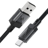 Cablu Acefast de date (C12-04), Incarcare rapida, USB to Type-C, 3A, Transparent Shell, Braided Nylon, 1.2m, negru
