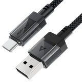 Cablu Acefast de date (C12-04), Incarcare rapida, USB to Type-C, 3A, Transparent Shell, Braided Nylon, 1.2m, negru