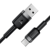 Cablu Acefast de date (C22-04), Incarcare rapida, USB to Type-C, 3A, Bend-Resistant, Wide Compatibility, Nylon Braid, 1.2m, negru