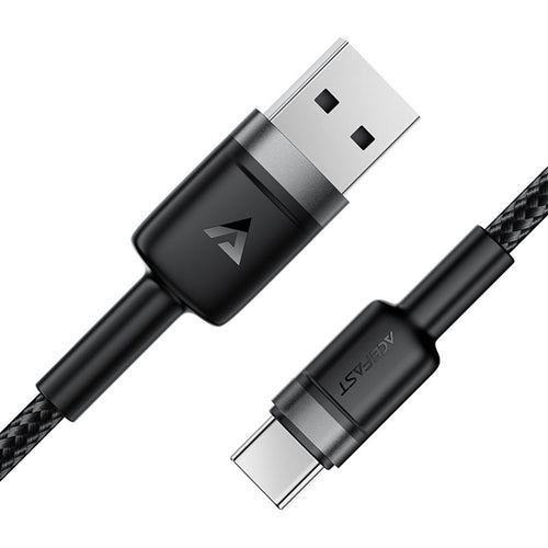 Cablu Acefast de date (C22-04), Incarcare rapida, USB to Type-C, 3A, Bend-Resistant, Wide Compatibility, Nylon Braid, 1.2m, negru