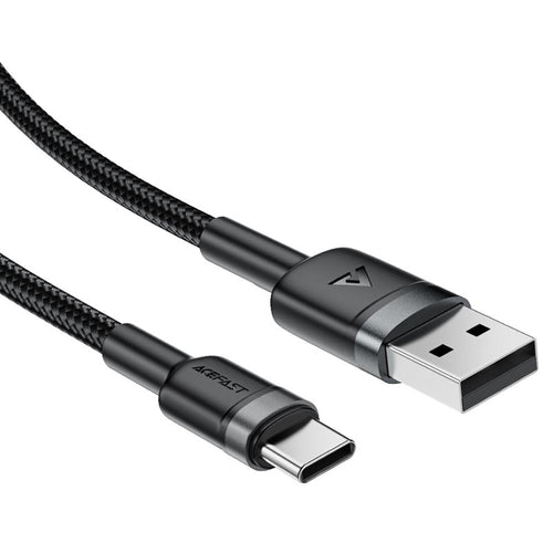 Cablu Acefast de date (C22-04), Incarcare rapida, USB to Type-C, 3A, Bend-Resistant, Wide Compatibility, Nylon Braid, 1.2m, negru