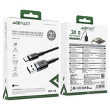 Cablu Acefast de date (C22-04), Incarcare rapida, USB to Type-C, 3A, Bend-Resistant, Wide Compatibility, Nylon Braid, 1.2m, negru