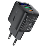 Incarcator retea Acefast (A114), cu Afisaj digital, Incarcare rapida, GaN, USB, Type-C, PD25W, 5V/3A, negru