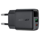 Incarcator retea Acefast (A114), cu Afisaj digital, Incarcare rapida, GaN, USB, Type-C, PD25W, 5V/3A, negru