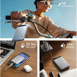 Baterie externa Lisen , cu Integrat Type-C Cablu, PD22.5W, Ultra-Subtire, Aliaj aluminiu, 10000mAh, gri